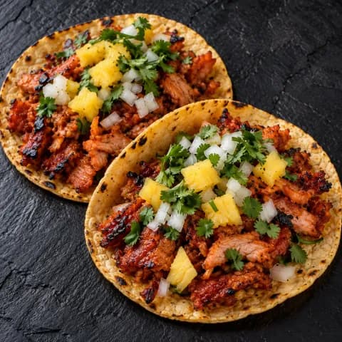 Tacos de pastor al carbón