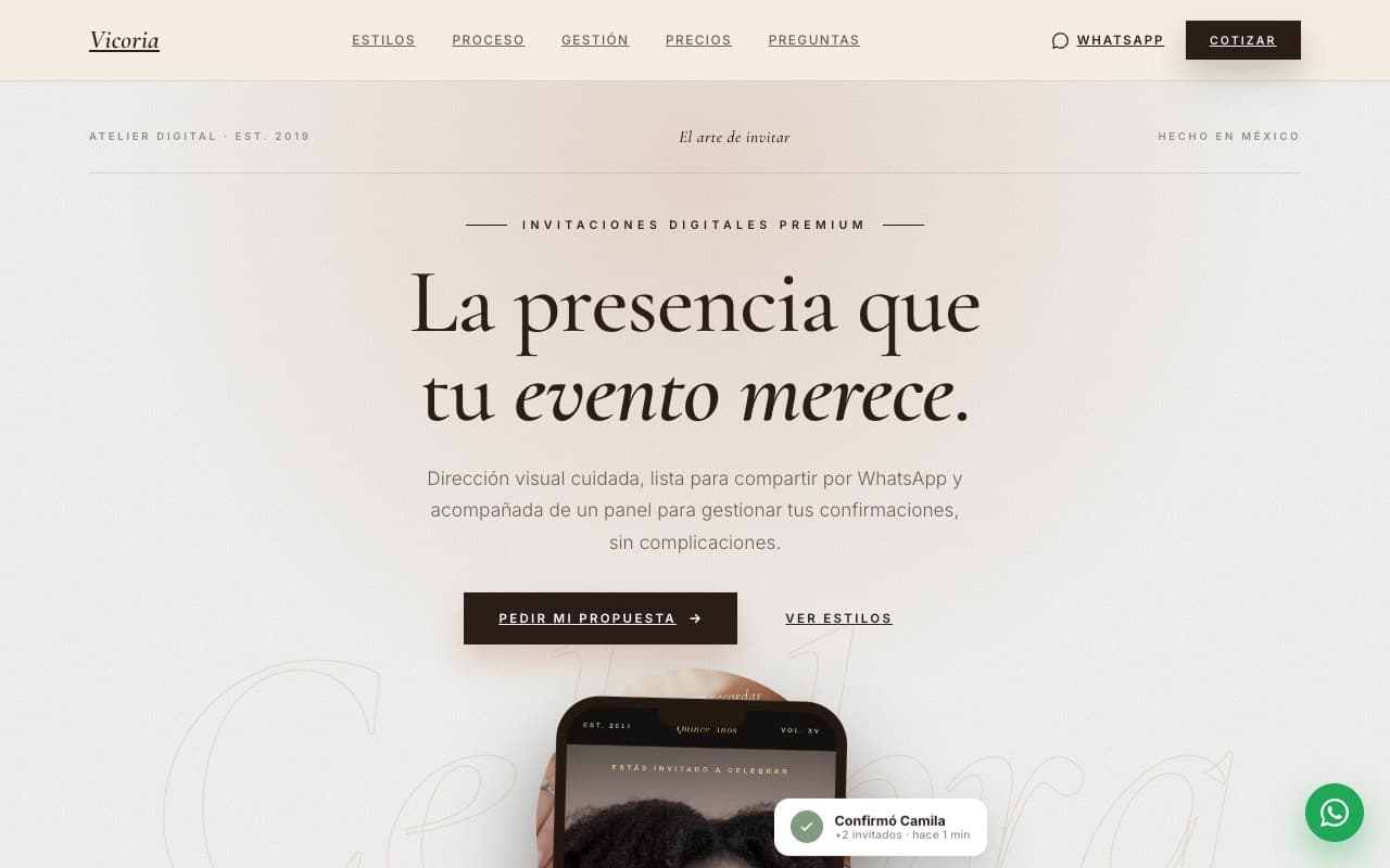 Vicoria — captura del producto